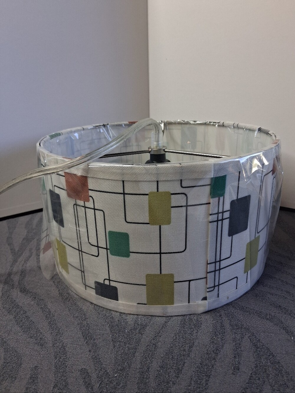 Mid-Century Geometric Drum Lamp Shade in Multi-Color